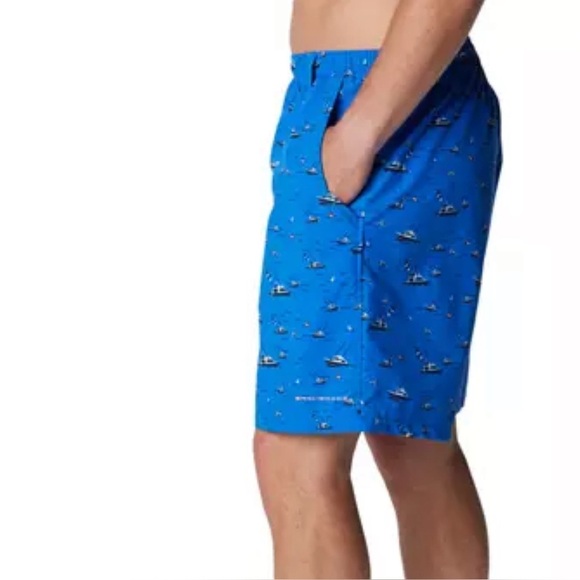 Columbia Men’s Swim Trunks Blue Boat Print Backcast Shorts S NWT 6” Inseam UPF - Picture 3 of 15